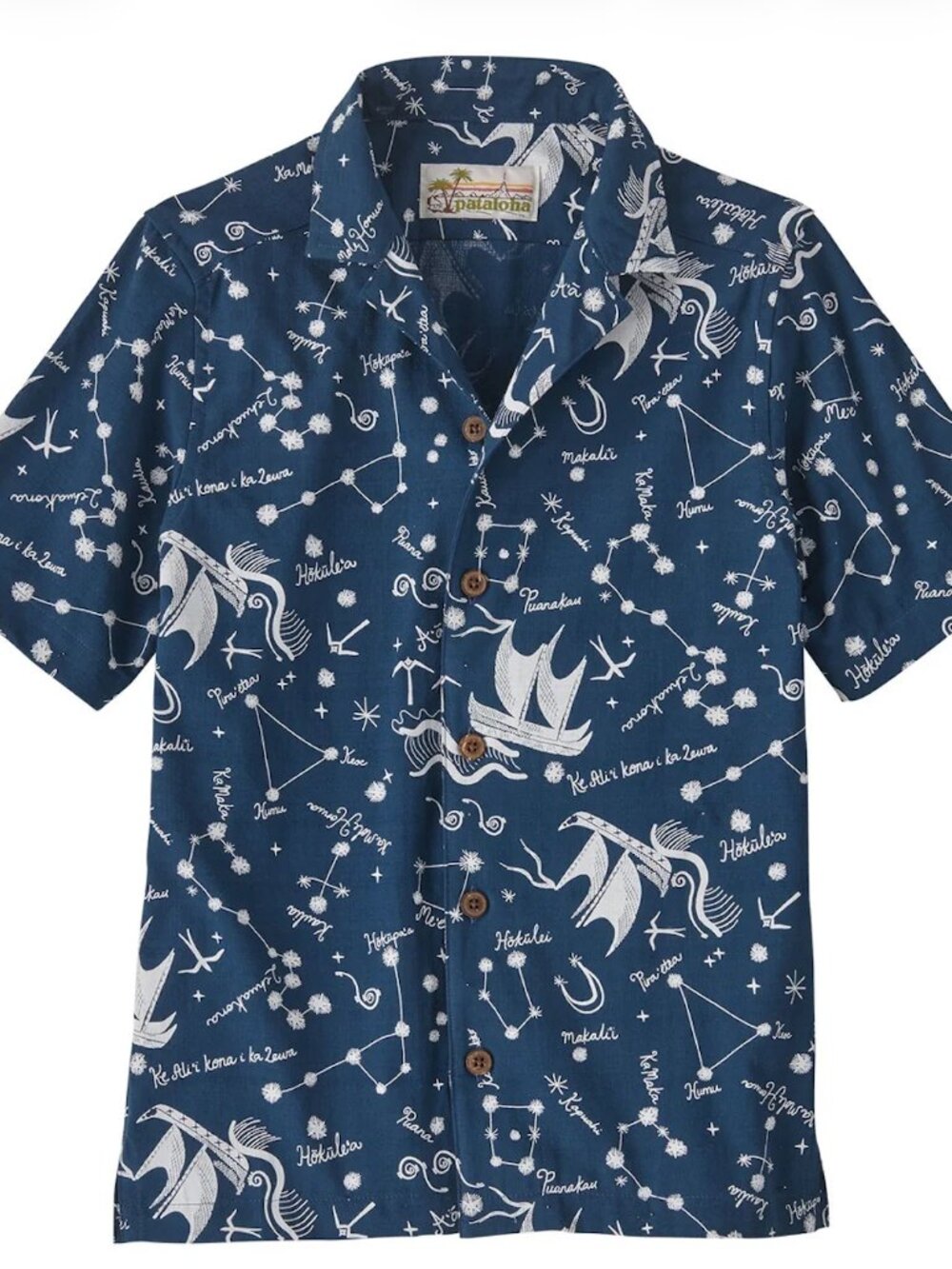 Patagonia Pataloha Ho'okele Tidepool Blue Shirt Boys L Organic Cotton